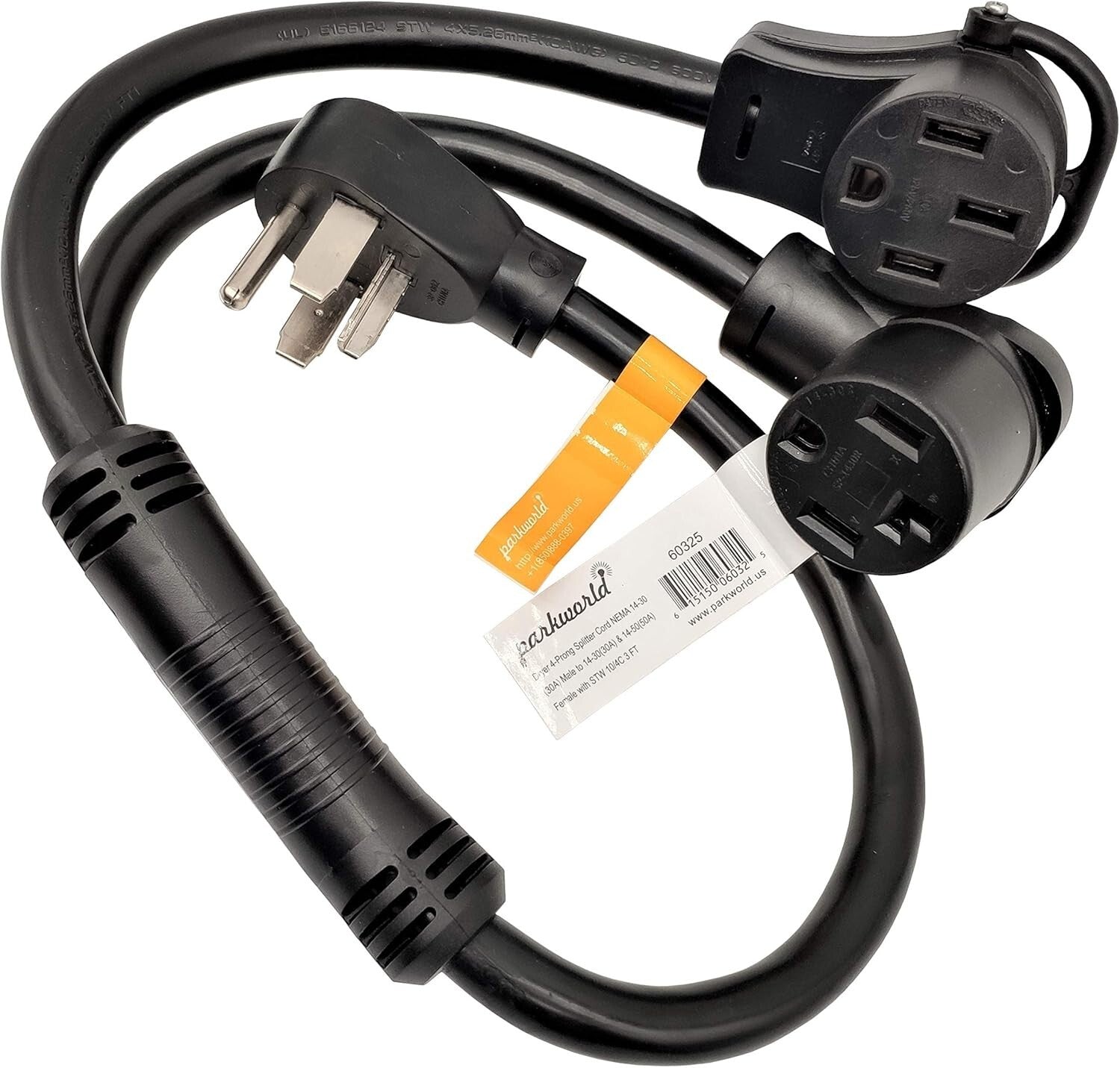 Versatile 30 AMP Dryer Splitter to EV, NEMA 14-30P to 14-30 & 14-50R Cord