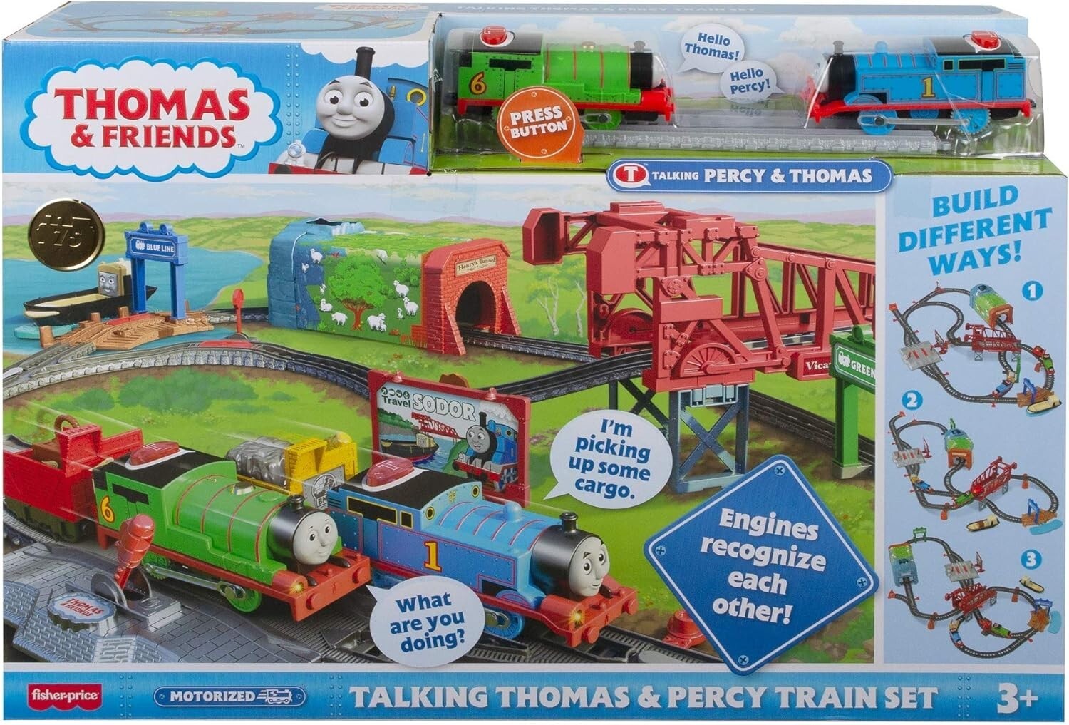 Motorized Thomas & Percy Train Set with Track and Cargo Cars - Ideal Gift!