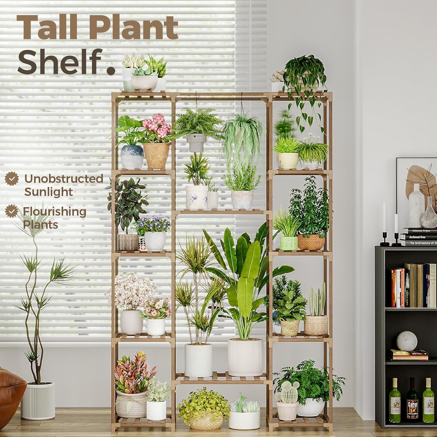 Sturdy 62.2'' Tall Plant Shelf with Hanging Function – Perfect for Home Decor
