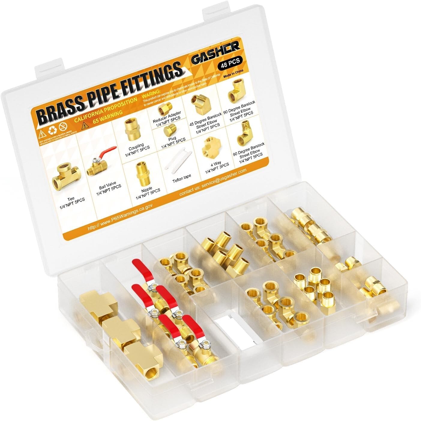 48-Piece Brass Pipe Fitting Kit – Complete Set for Reliable Plumbing Projects