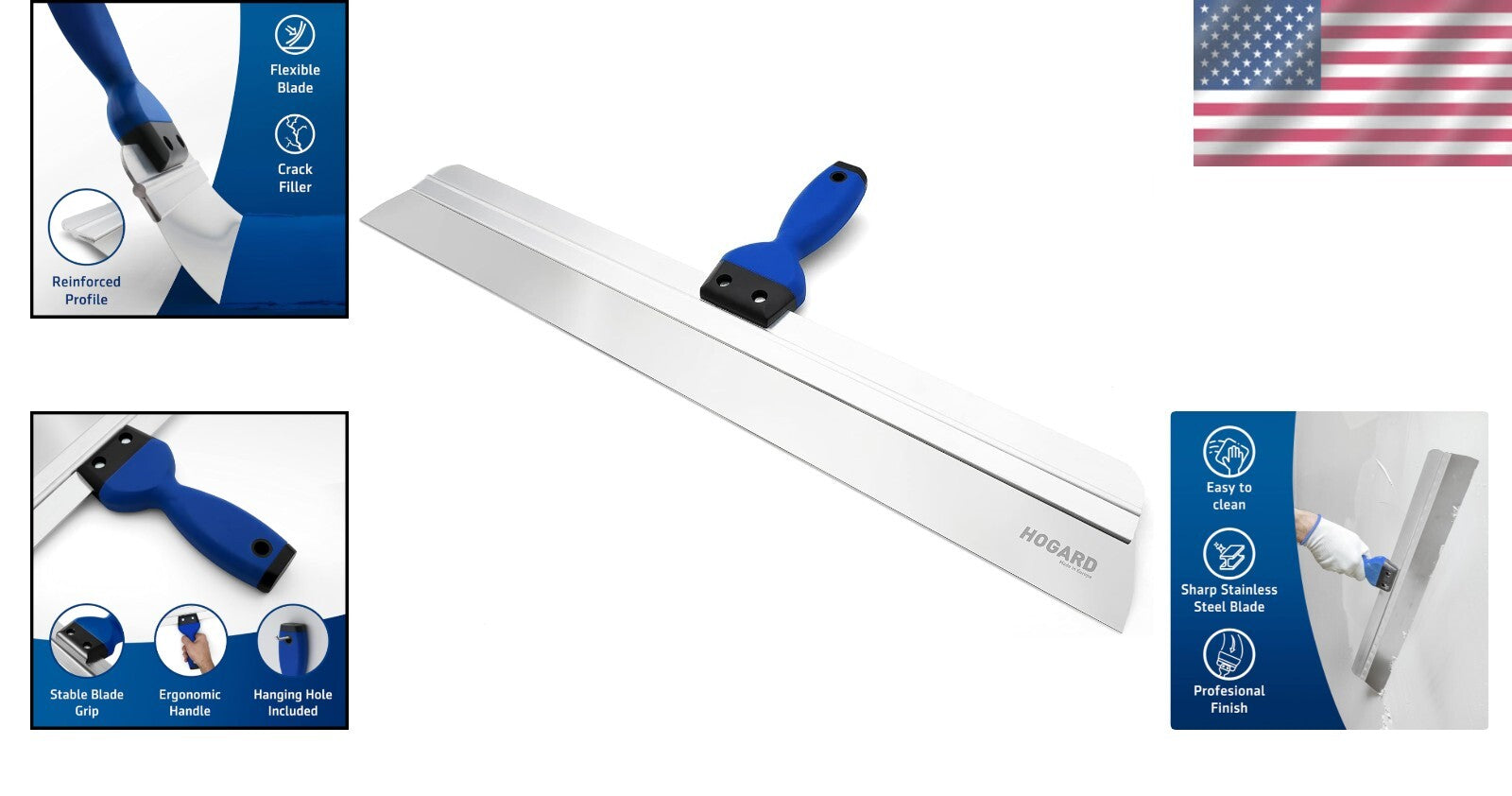 Versatile 24" Stainless Steel Spackle Tool - Ideal for Drywall Applications