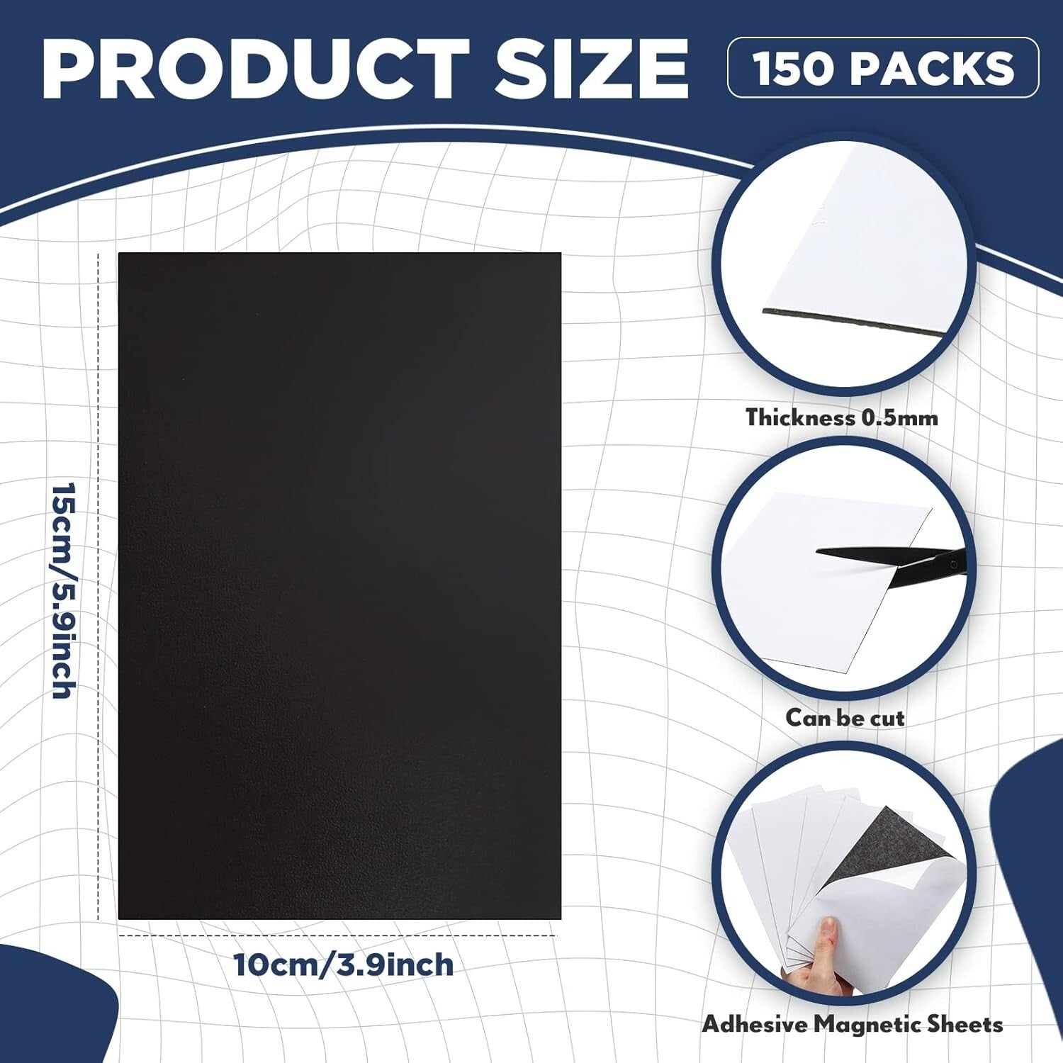 Adhesive Backing Magnetic Sheets 4x6 - Perfect for Photos & Crafts (150 Pcs)
