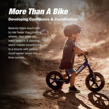 Load image into Gallery viewer, Blue 12" Balance Bike for Toddlers - Padded Seat, Mini Grips &amp; Flat-Free Tires