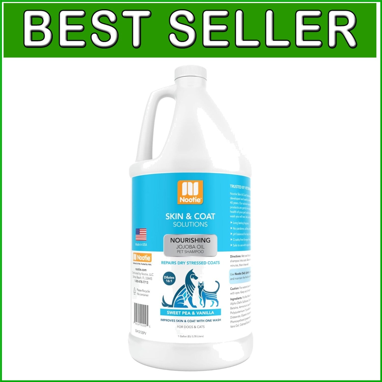 Cruelty-Free Sweet Pea & Vanilla Shampoo for Pets - 1 Gallon Jojoba Oil Formula