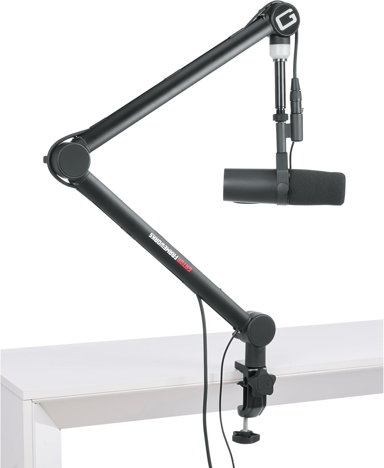 Heavy-Duty Podcast Microphone Stand with On-Air LED Light & Removable XLR Cable