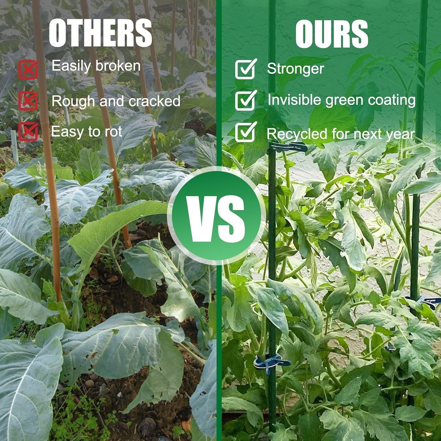 Rustproof 6ft Plastic Coated Steel Plant Stakes for Strong Garden Support