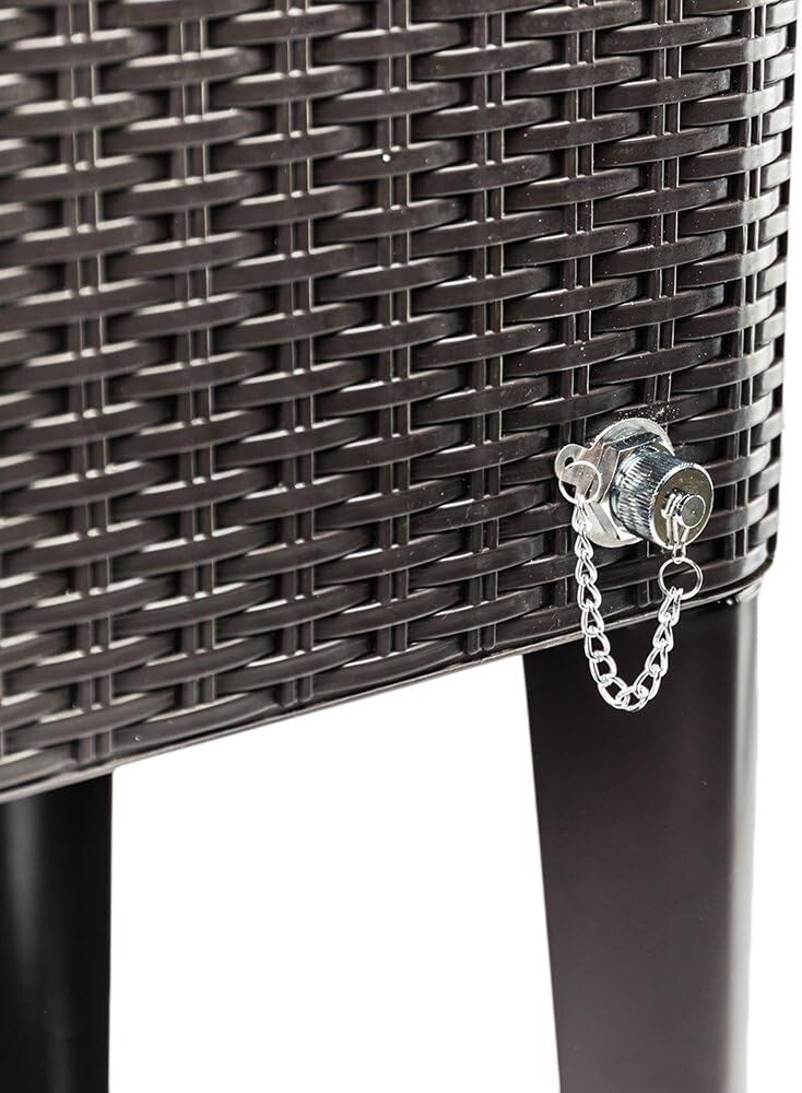 80 Quart Rolling Ice Chest Cooler Cart - Elegant Rattan Design for Patio Parties