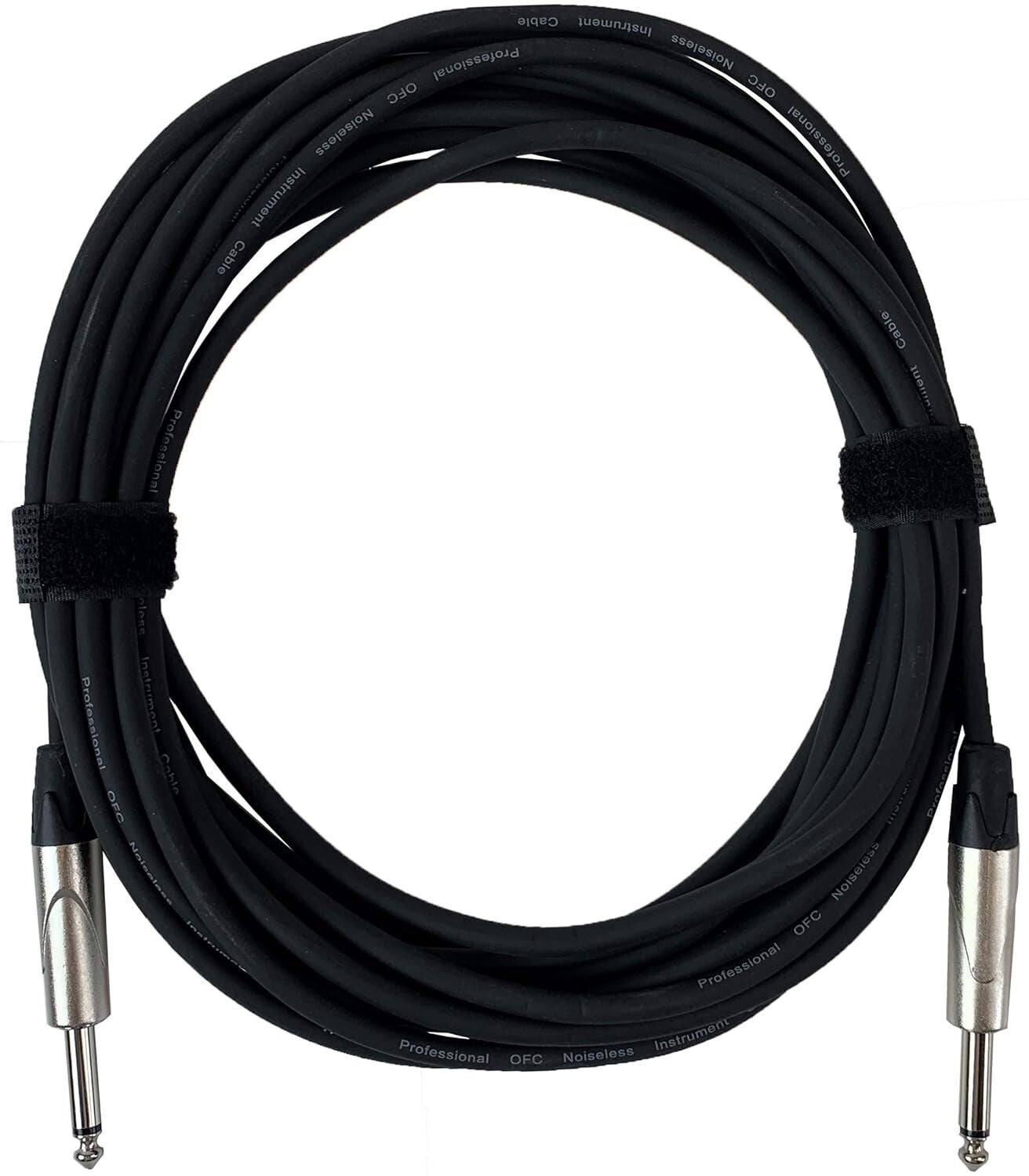 3 Pack Professional 25ft Black Guitar Cables with Straight 1/4 Inch Connectors