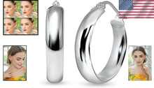 Load image into Gallery viewer, Elegant Sterling Silver Click-Top Hoop Earrings - Half Round Design Available