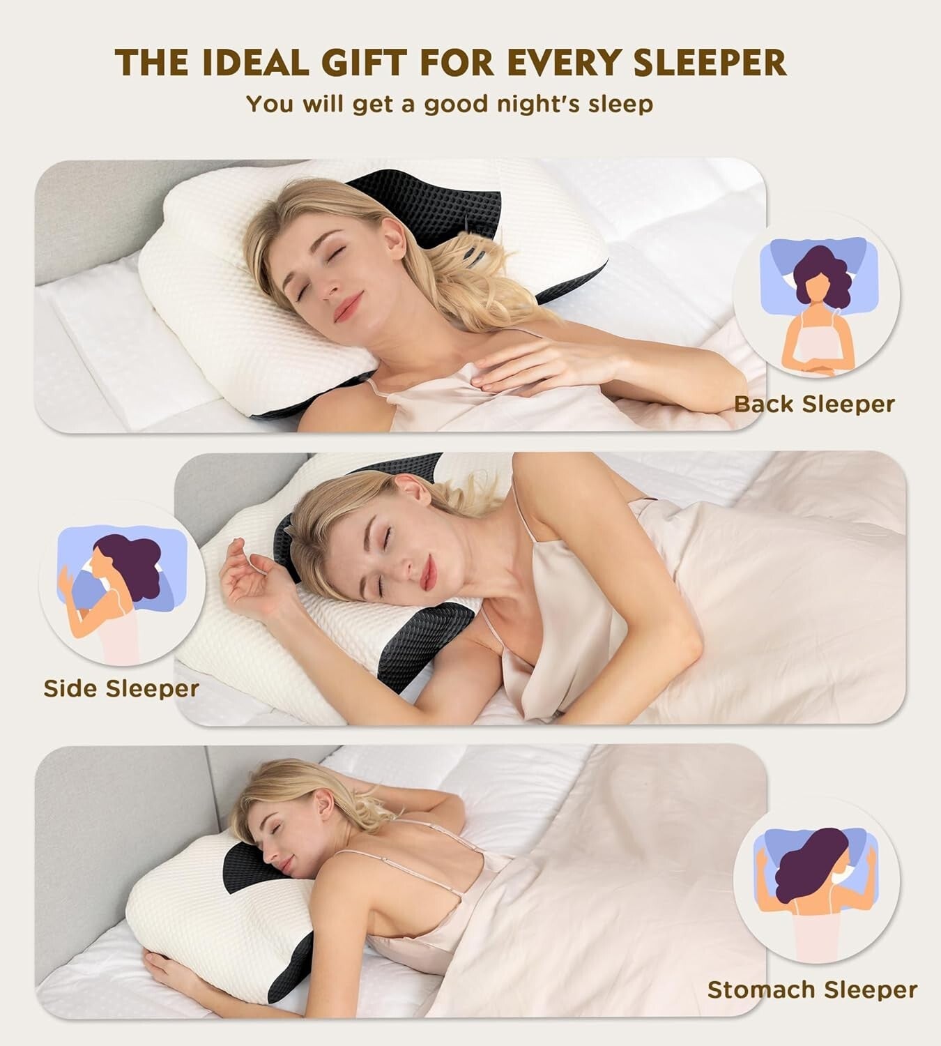 Adjustable Cervical Memory Foam Pillow for Neck Pain Relief & Cooling Comfort