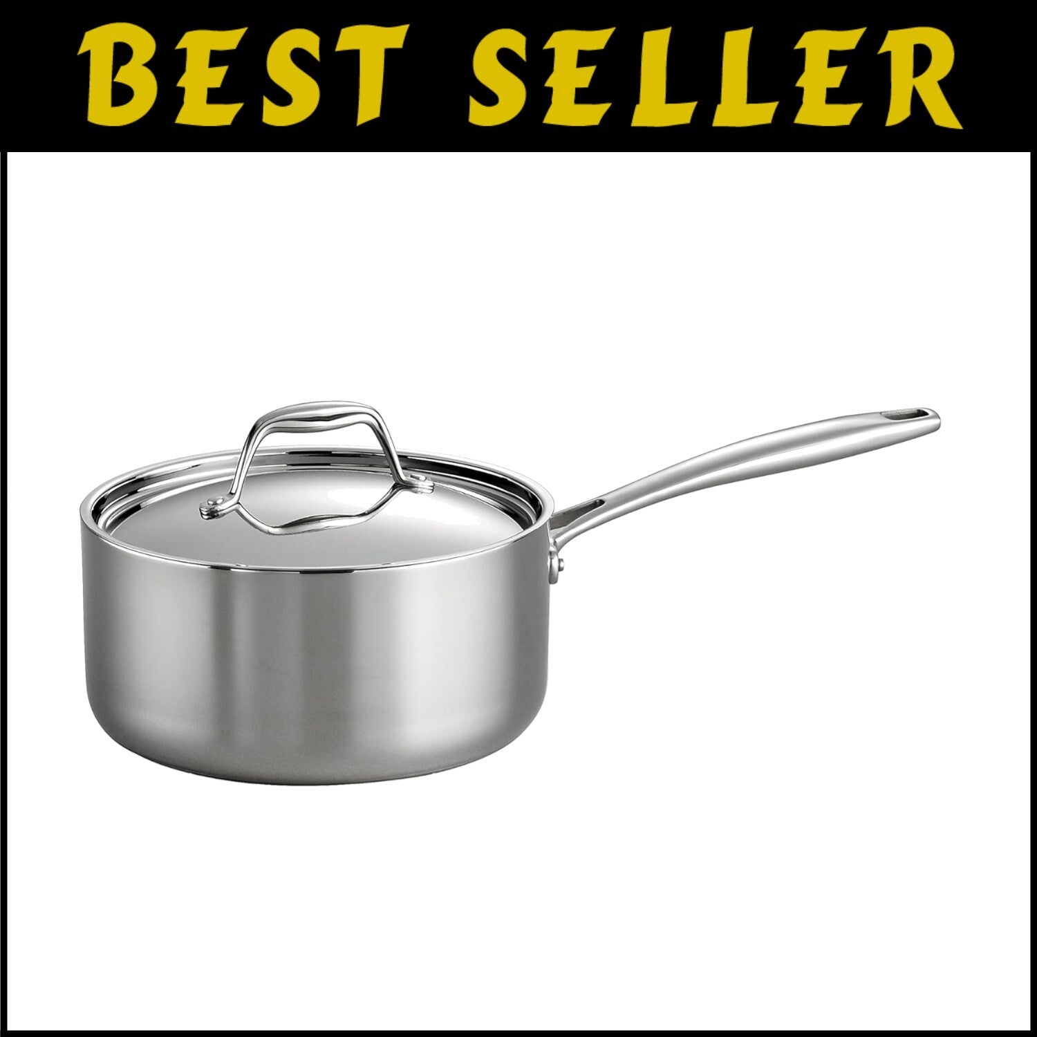 Versatile 3-Quart Stainless Steel Saucepan with Lid - NSF Certified & Easy Clean