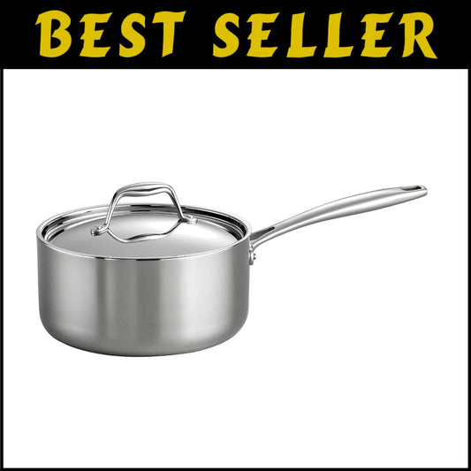 Versatile 3-Quart Stainless Steel Saucepan with Lid - NSF Certified & Easy Clean