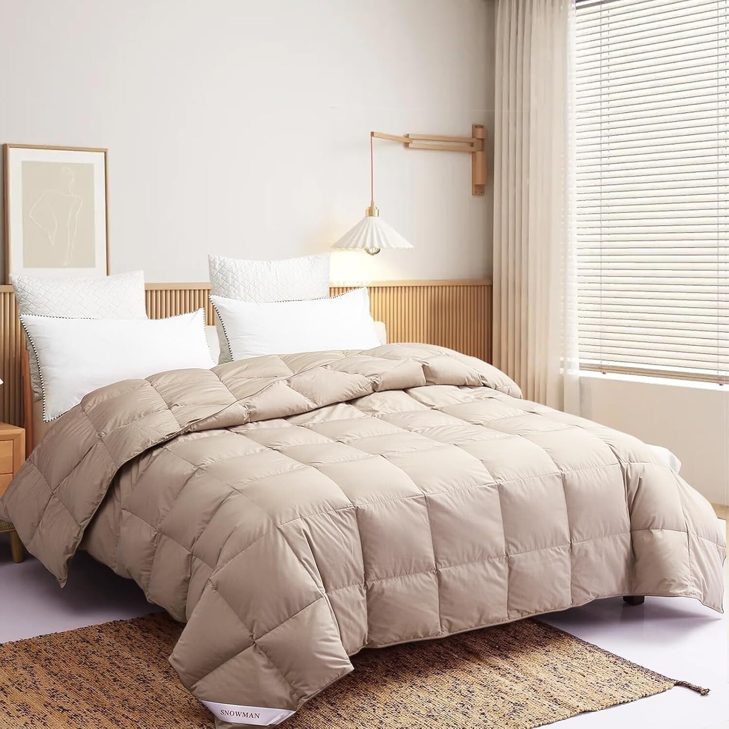 Elegant 106x90” King Down Comforter with 8 Corner Tabs – Ideal for Summer Sleep