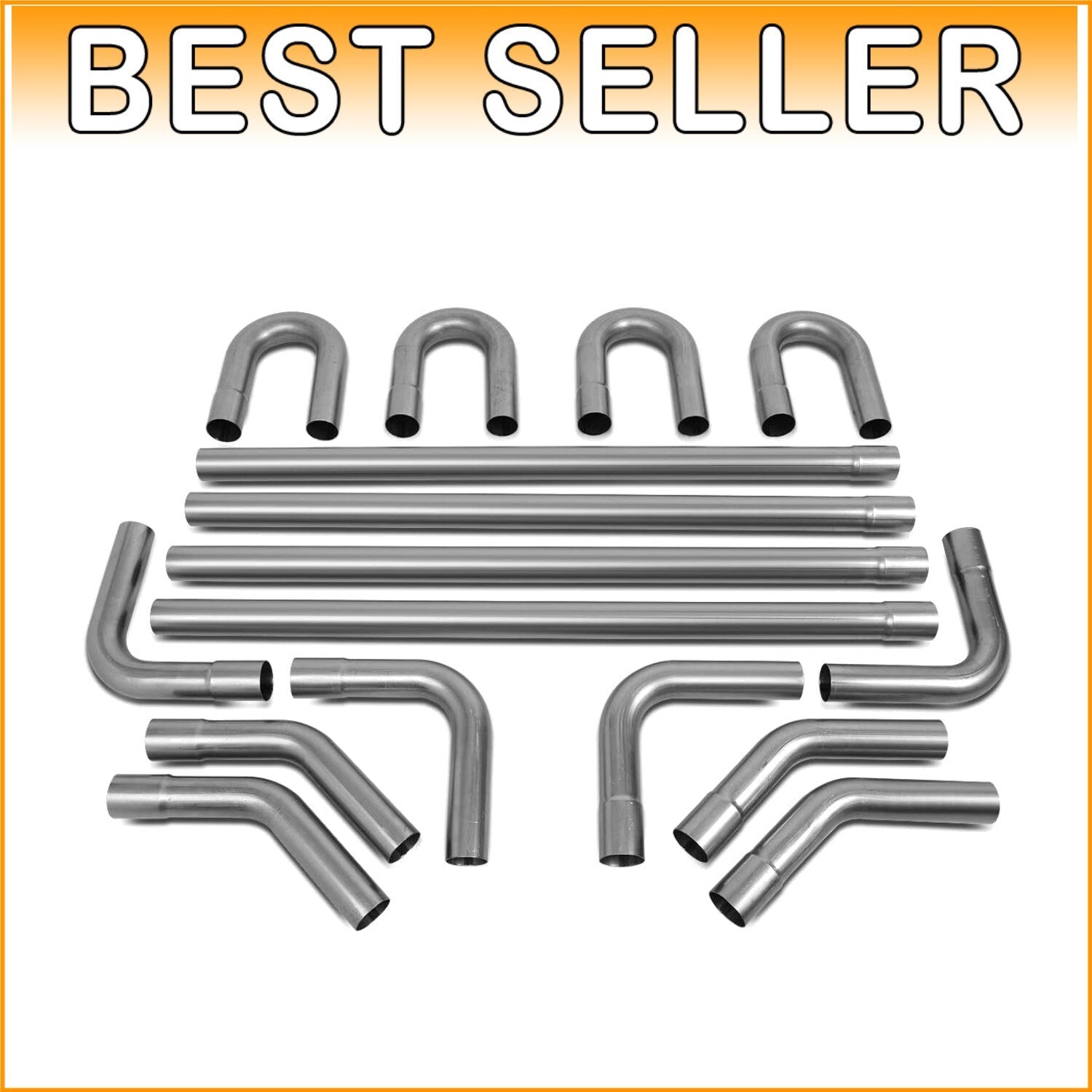 16-Piece 2.25-Inch OD Exhaust Kit with Polished Finish for Custom Installations