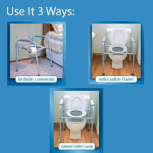 Load image into Gallery viewer, Folding Bedside Commode Chair for Adults - Supports 300lbs, 42 Liners Included