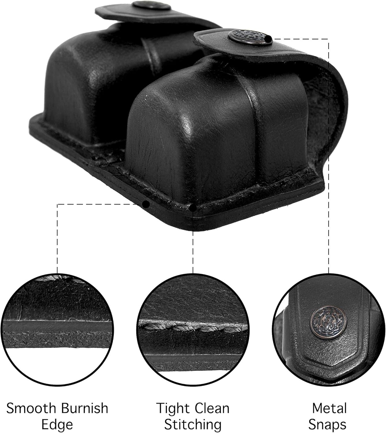 Genuine Cowhide Leather Double Speedloader Carrier for .38 Special & 357 Magnum