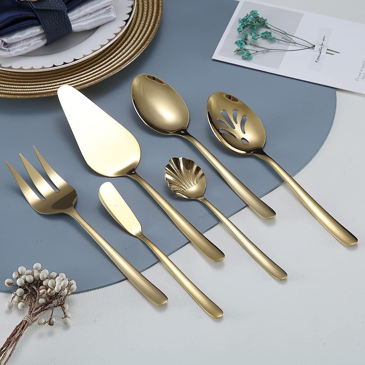 Elegant 46-Piece Gold Dining Set - High-Quality Stainless Steel & Ideal Gift