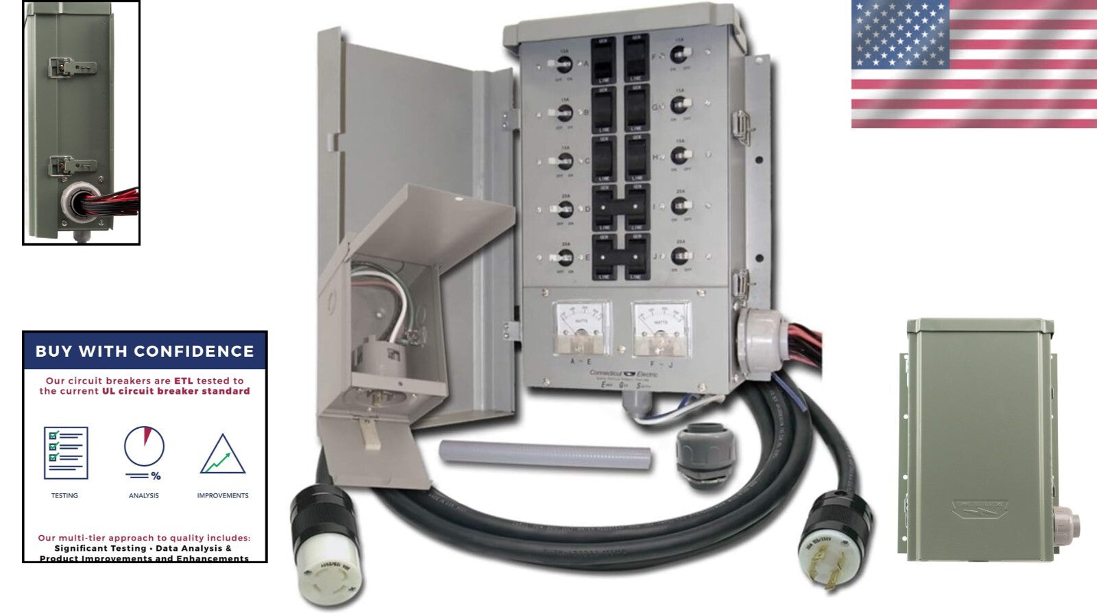 Weatherproof 30 Amp 10-Circuit Transfer Switch Kit - Ideal for Emergency Backups