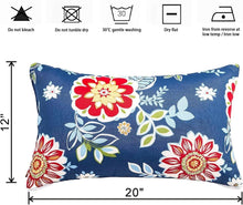 Load image into Gallery viewer, Decorative Outdoor Lumbar Pillows - Set of 2, 12x20 Inches, Big Blue Flower