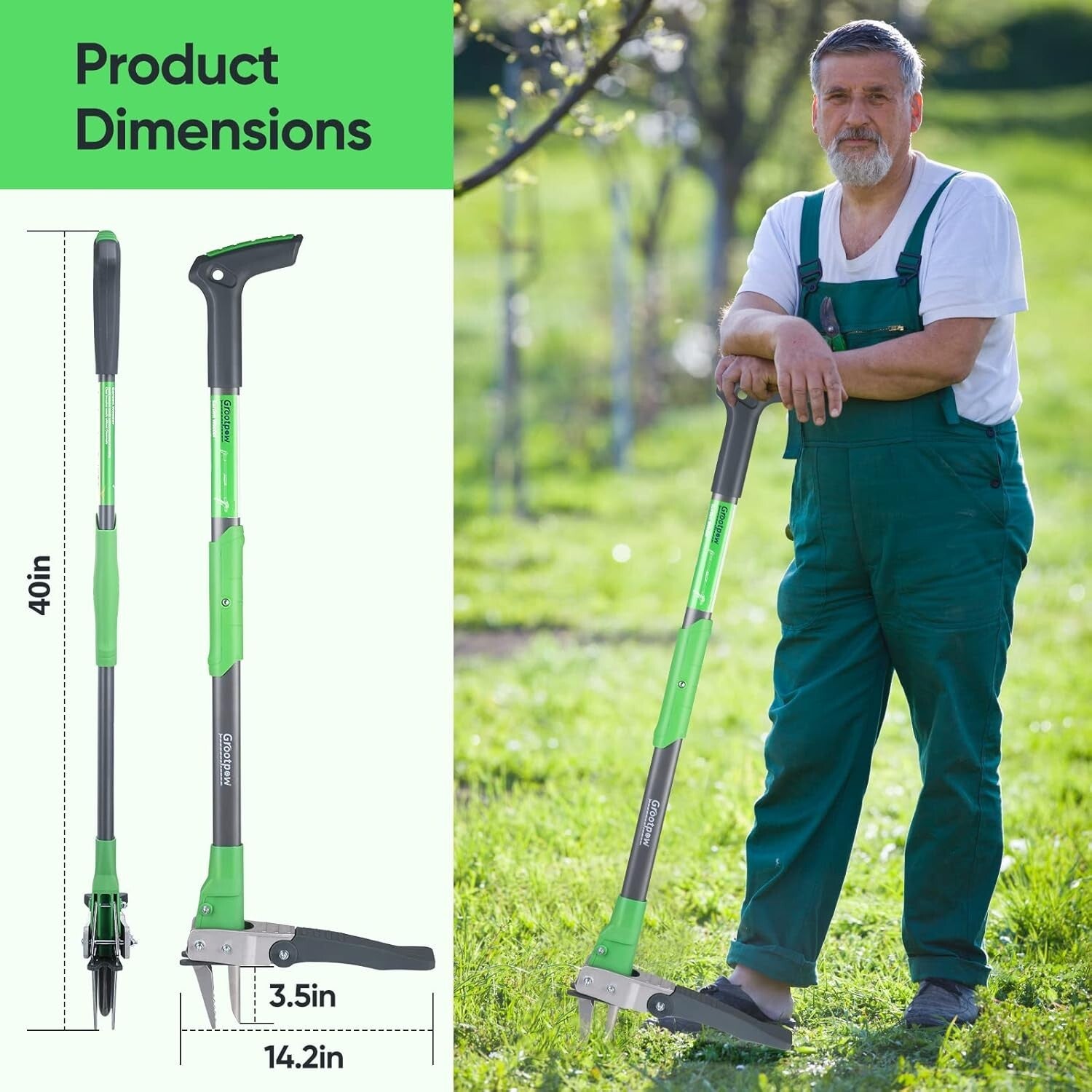 40" Tri-Dragon Grip Weed Puller - Effortless Weed Removal Tool for Gardens