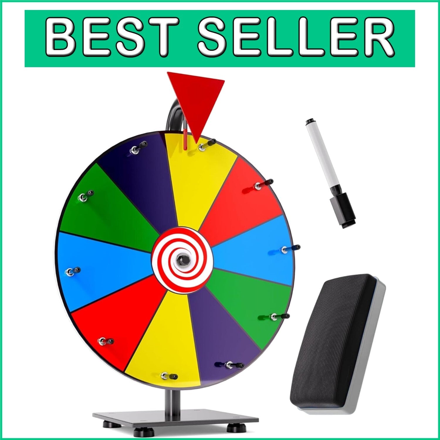 Engaging 12" Event Prize Wheel with Loud Clickers - Ideal for Raffles & Games