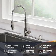 Load image into Gallery viewer, Dual Function Brushed Nickel Kitchen Faucet &amp; Soap Dispenser - Modern Style