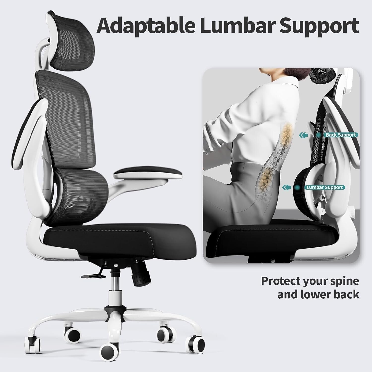 High Back Ergonomic Desk Chair with 360-Degree Swivel, Easy Assembly, 330 LBS