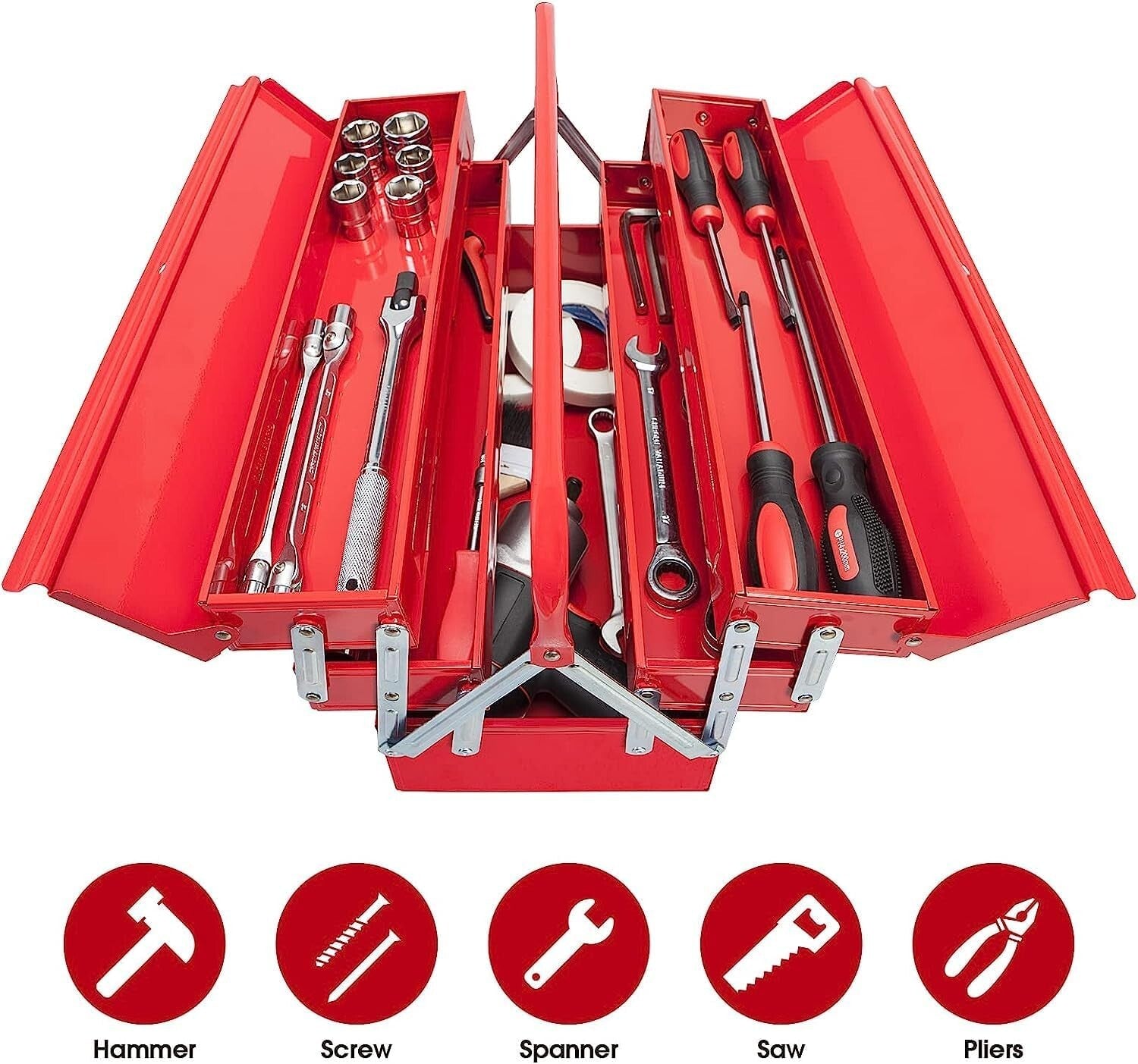 Durable 18-Inch Cantilever Toolbox - Locking Steel Organizer for DIY Projects