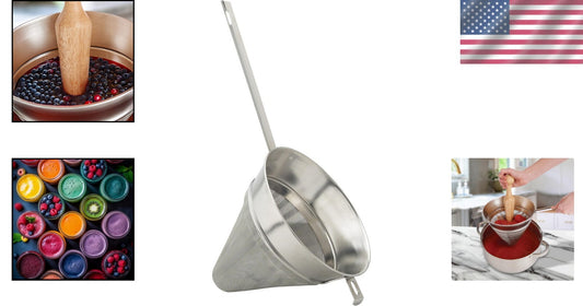 Durable 18/8 Stainless Steel Chinois Strainer - Perfect for Silky Soups & Purées