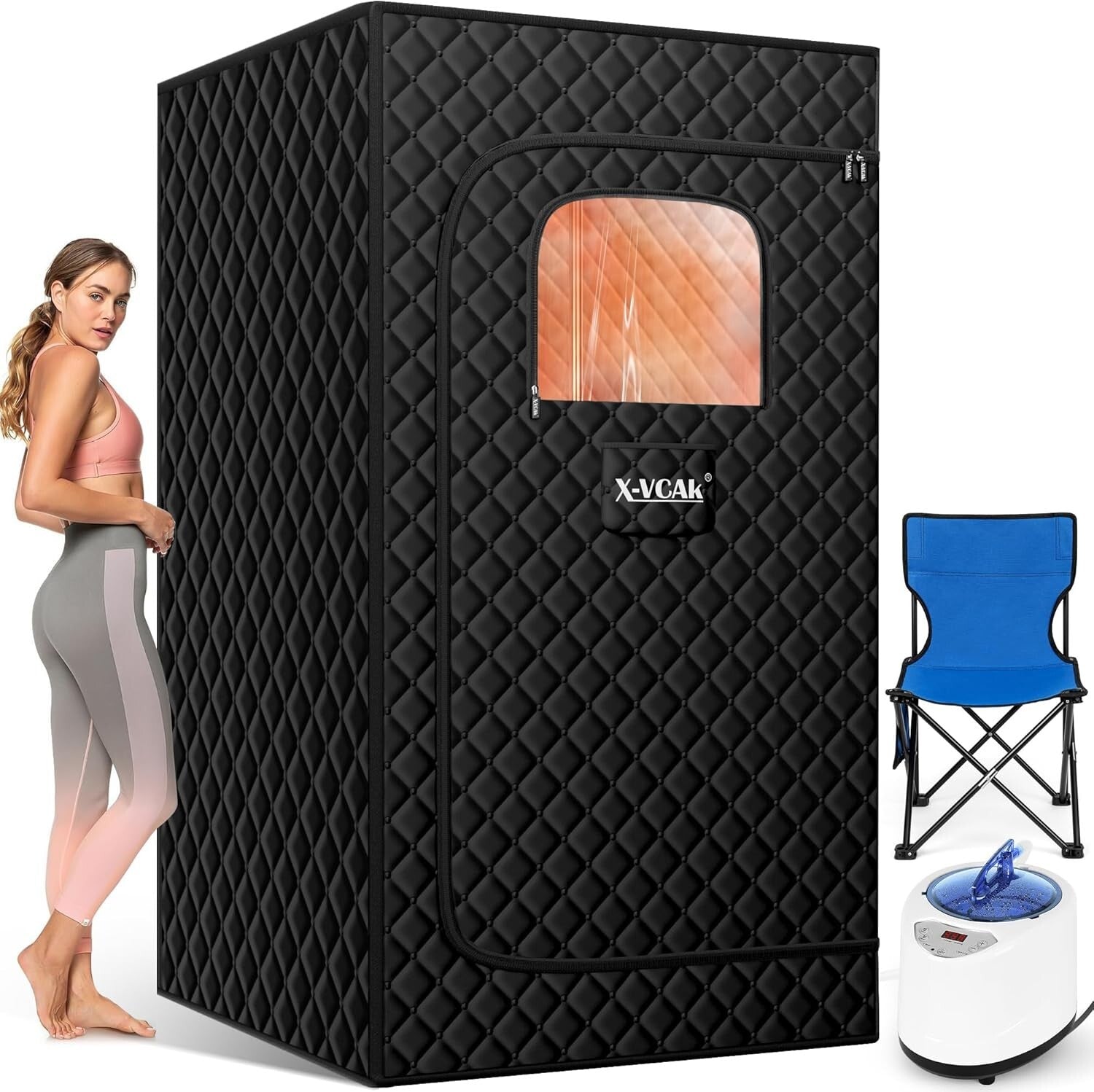 Portable Steam Sauna with Steamer for Ultimate Relaxation - 2.6' x 2.6' x 5.9'