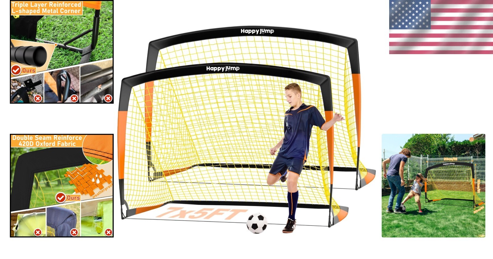 7'x5' Soccer Goal with Weather-Resistant Design for Kids - Ideal Backyard Gift