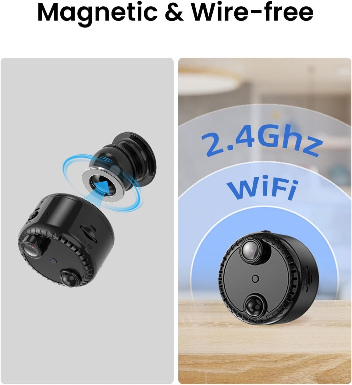 Portable 4K Indoor Security Camera with AI Motion Alerts & Extended Battery