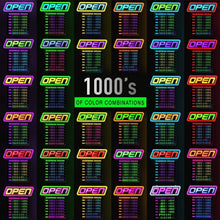 Load image into Gallery viewer, Bright Multi-Color LED Open Sign - Easy Setup with Chains and Hooks Included