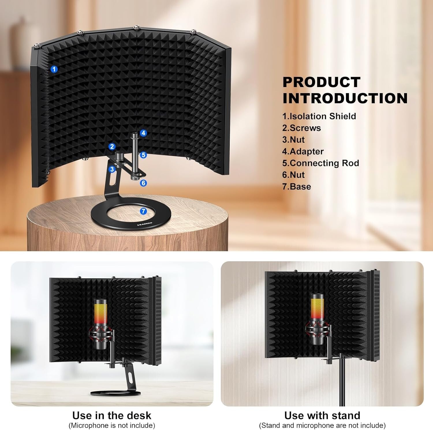Professional Acoustic Foam Mic Shield - Portable, Lightweight, Easy to Install