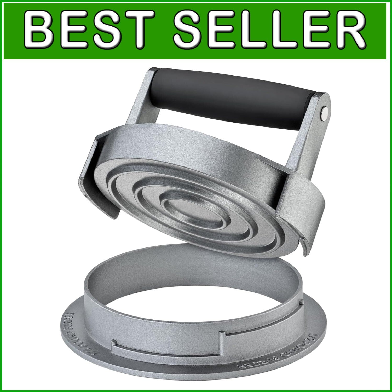 All-in-One Hamburger Patty Maker - Cast Aluminum Burger Press for Ideal Cooking