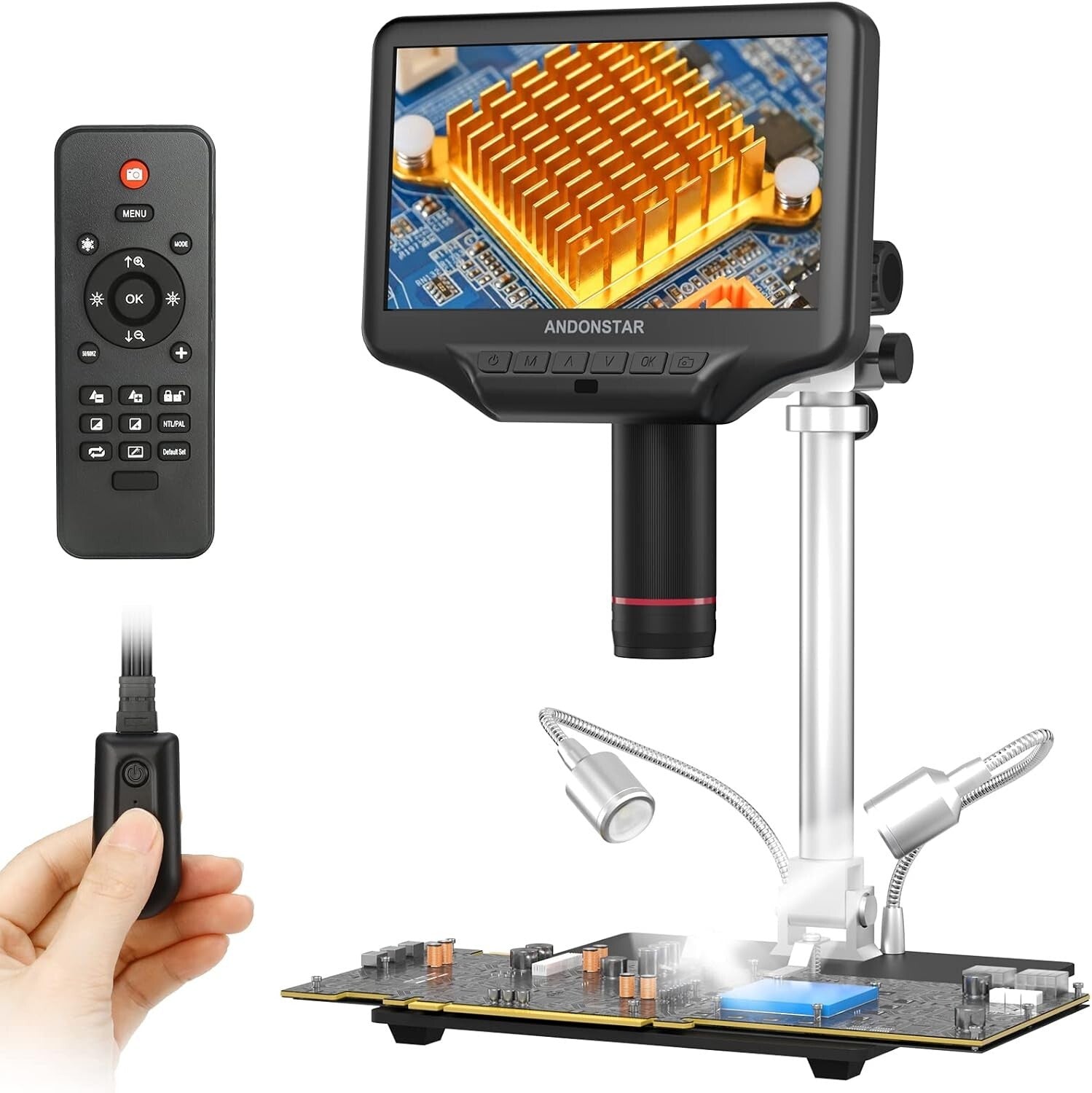 AD407 Pro 3D HDMI Digital Microscope with 7" LCD Screen for Precision Repairs