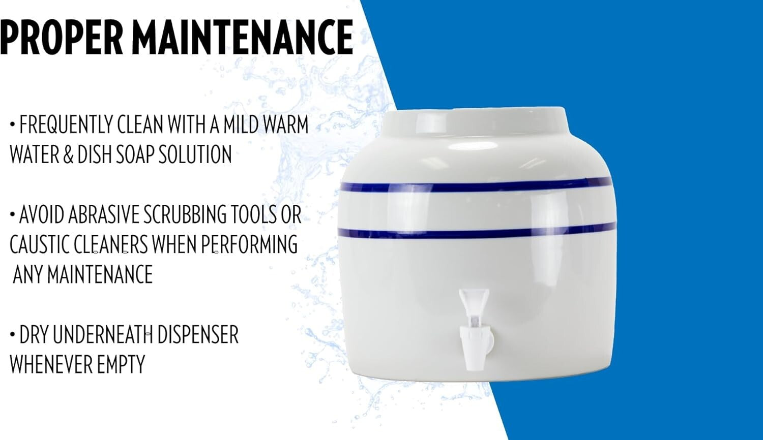 Portable 2.5 Gal Porcelain Blue Stripe Water Dispenser for Outdoor Adventures