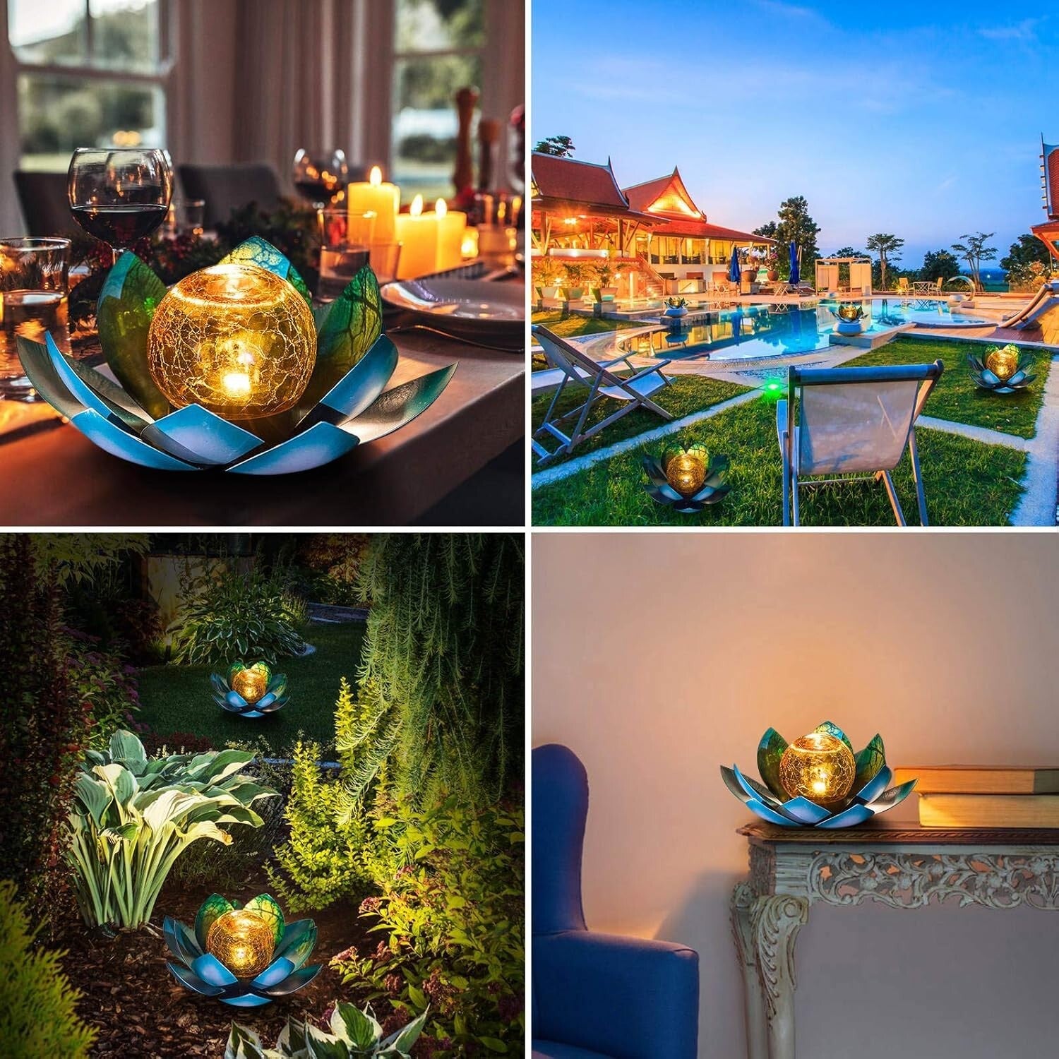 Charming Solar Lotus Garden Lights - 2-Pack Waterproof Tabletop Decoration