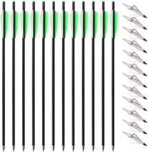 Load image into Gallery viewer, Expertly Crafted Carbon Crossbow Arrows with 3-Blade Tips - 12pcs Value Pack