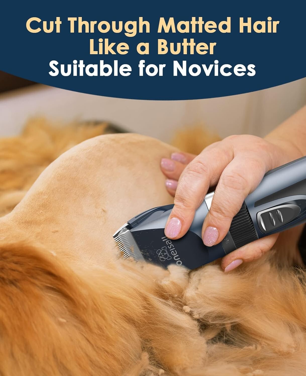 Rechargeable Cat Grooming Clippers with LCD & Accessories - Pet Care Kit in Blue