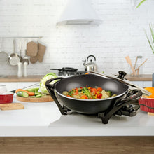 Load image into Gallery viewer, 1400W Electric Skillet: Adjustable Temp &amp; Nonstick, Perfect for Family Meals