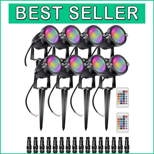 16 Color Changing RGBW Low Voltage Landscape Lights with Remote Control - 8 Pack