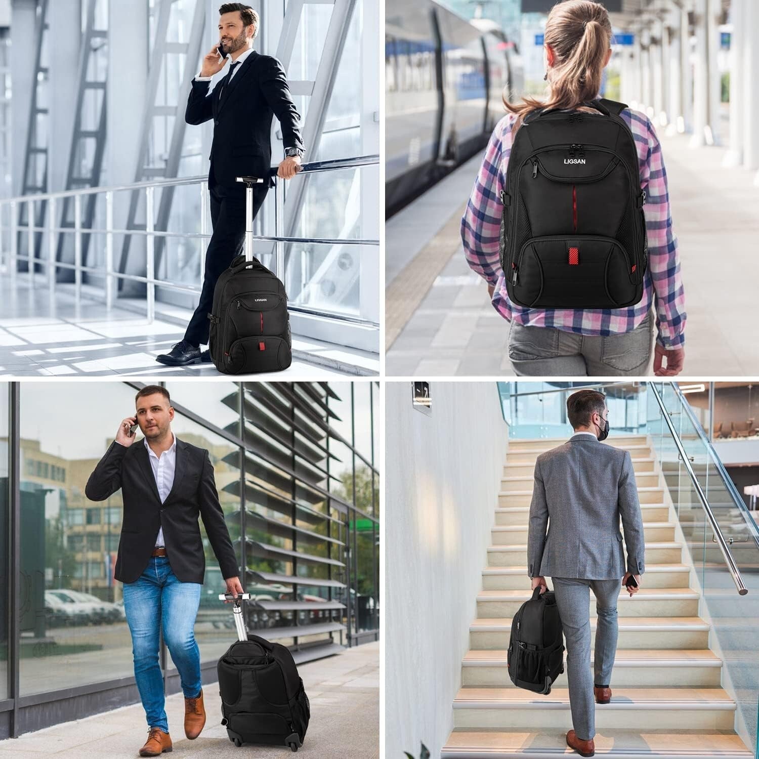 Durable Wheeled Backpack with 45L Capacity - Perfect for Travel and School