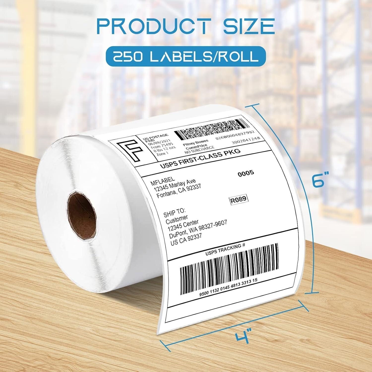 Waterproof 4x6 Self-Adhesive Labels, 10 Rolls of 250 for E-commerce Shipping