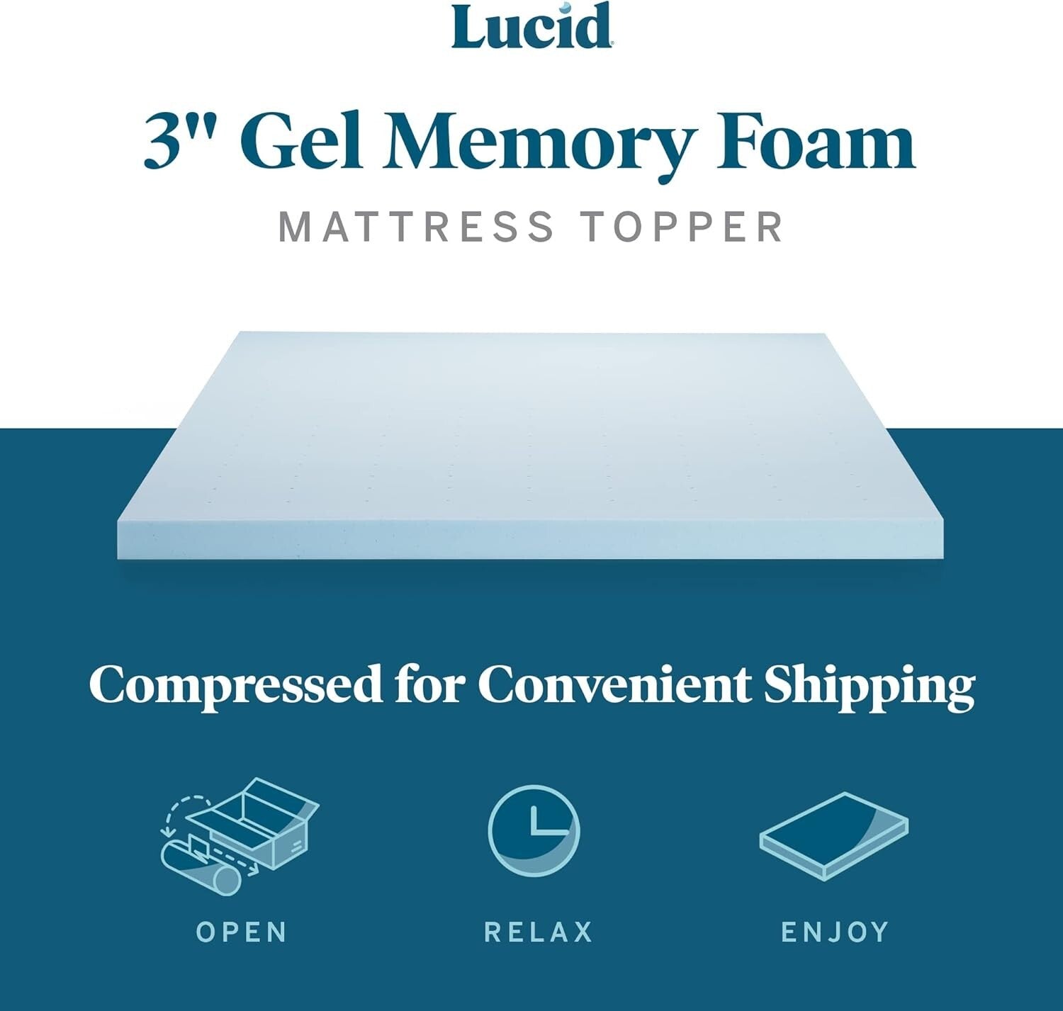 Soft Gel Infused Memory Foam Twin Mattress Topper - 3-Inch Ventilated Comfort