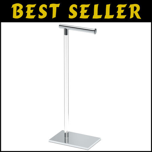 Luxury Freestanding Toilet Paper Holder - Easy Install 22.25" with Weighted Base