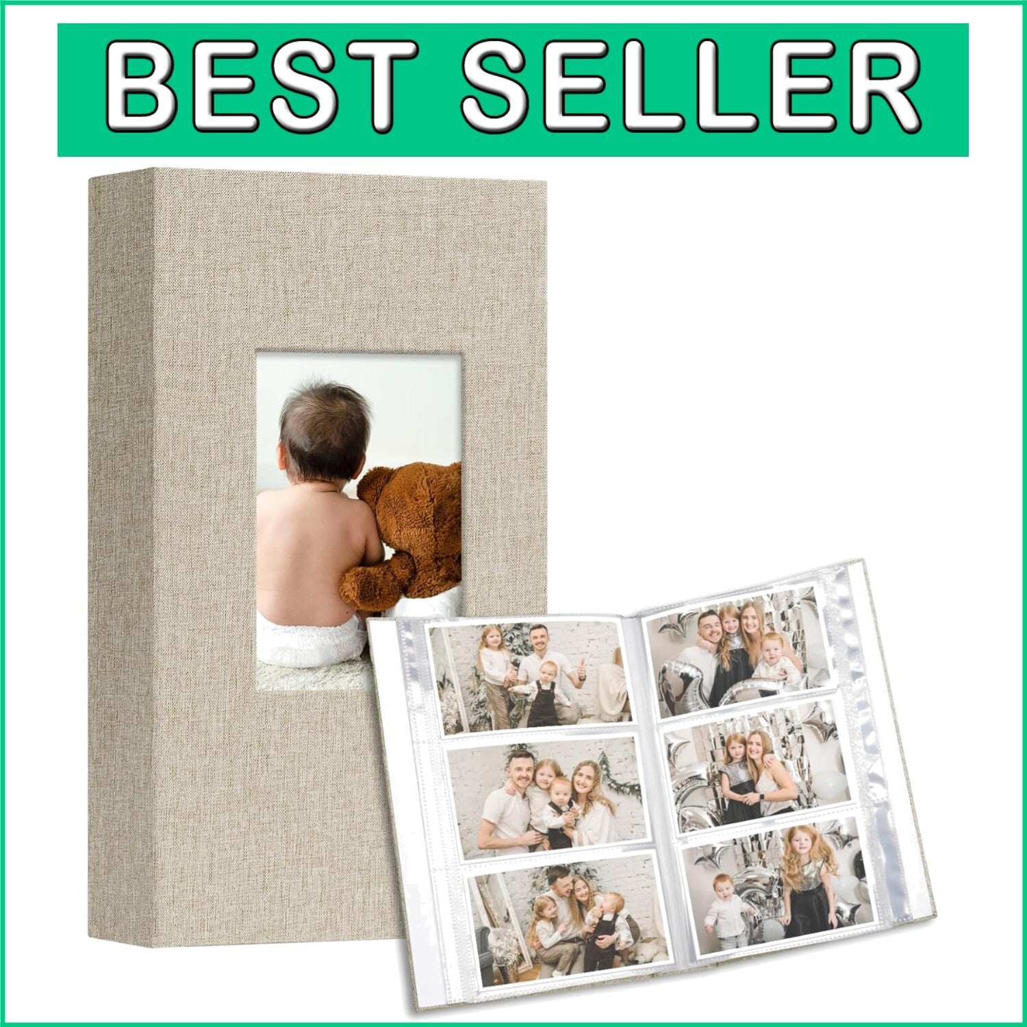 Deluxe 4x6 Photo Album Set - 600 Capacity Linen Cover Memory Books in Beige