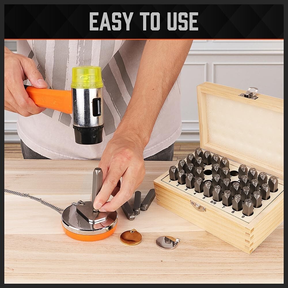 Compact 36-Piece A-Z Number & Letter Stamp Set - Jewelry Personalization