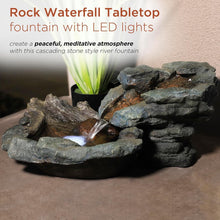 Load image into Gallery viewer, Relaxing 20" River Rock Tabletop Fountain with LED Lights for Outdoor Ambiance