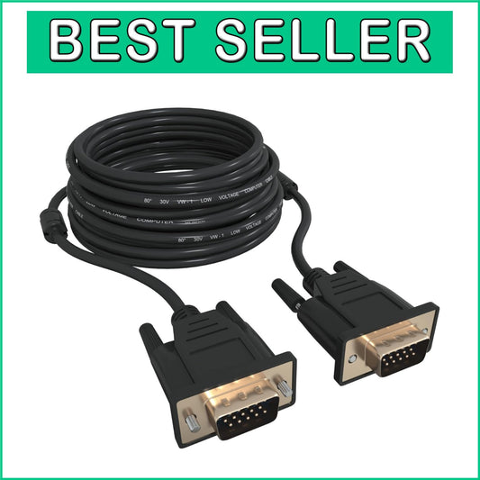 100ft VGA Cable - Versatile 15-Pin Connection for PCs, TVs, and Projectors